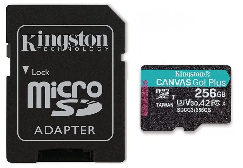 Карта памяти Kingston MicroSDXC 256GB Class 10 + SD адаптер, цвет черный