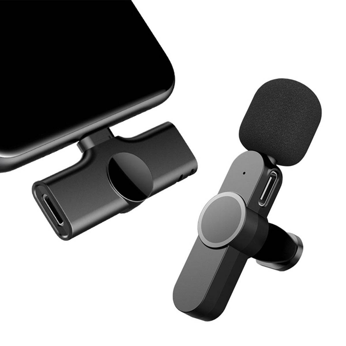 Беспроводной петличный микрофон для телефона, приемник с выходом Type-C, цвет черный