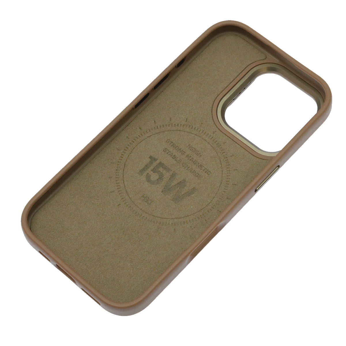 Чехол накладка Modern Stylish с поддержкой MagSafe для APPLE iPhone 16 Pro, защита камеры, подставка, экокожа, бархат, цвет золотистый