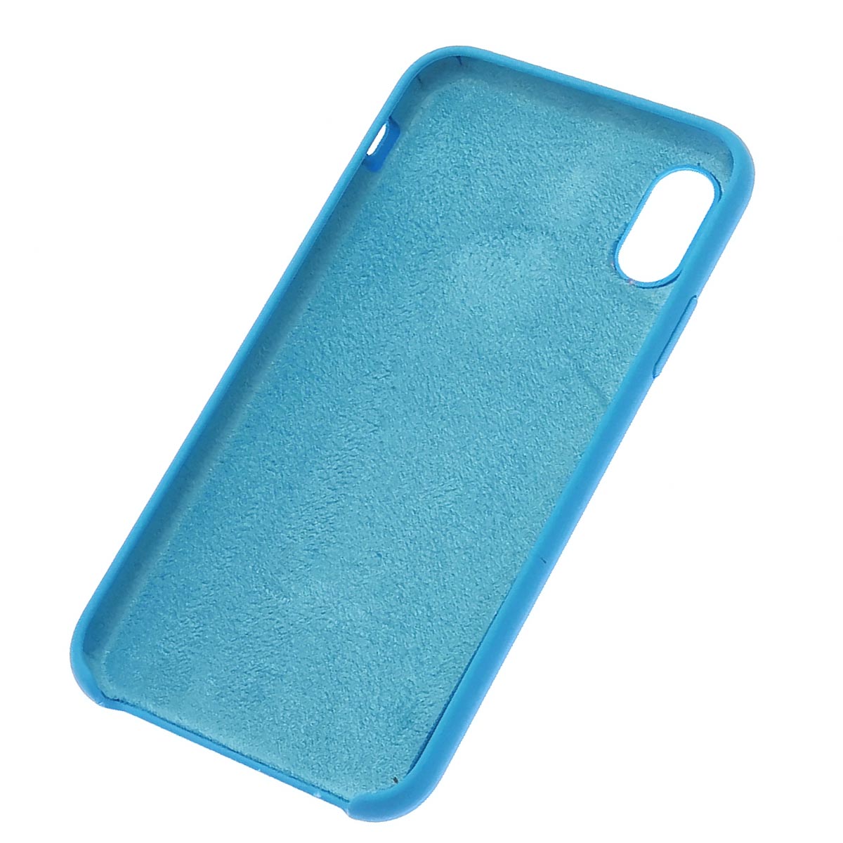 Чехол накладка Silicon Case для APPLE iPhone X, iPhone XS, силикон, бархат, цвет голубой
