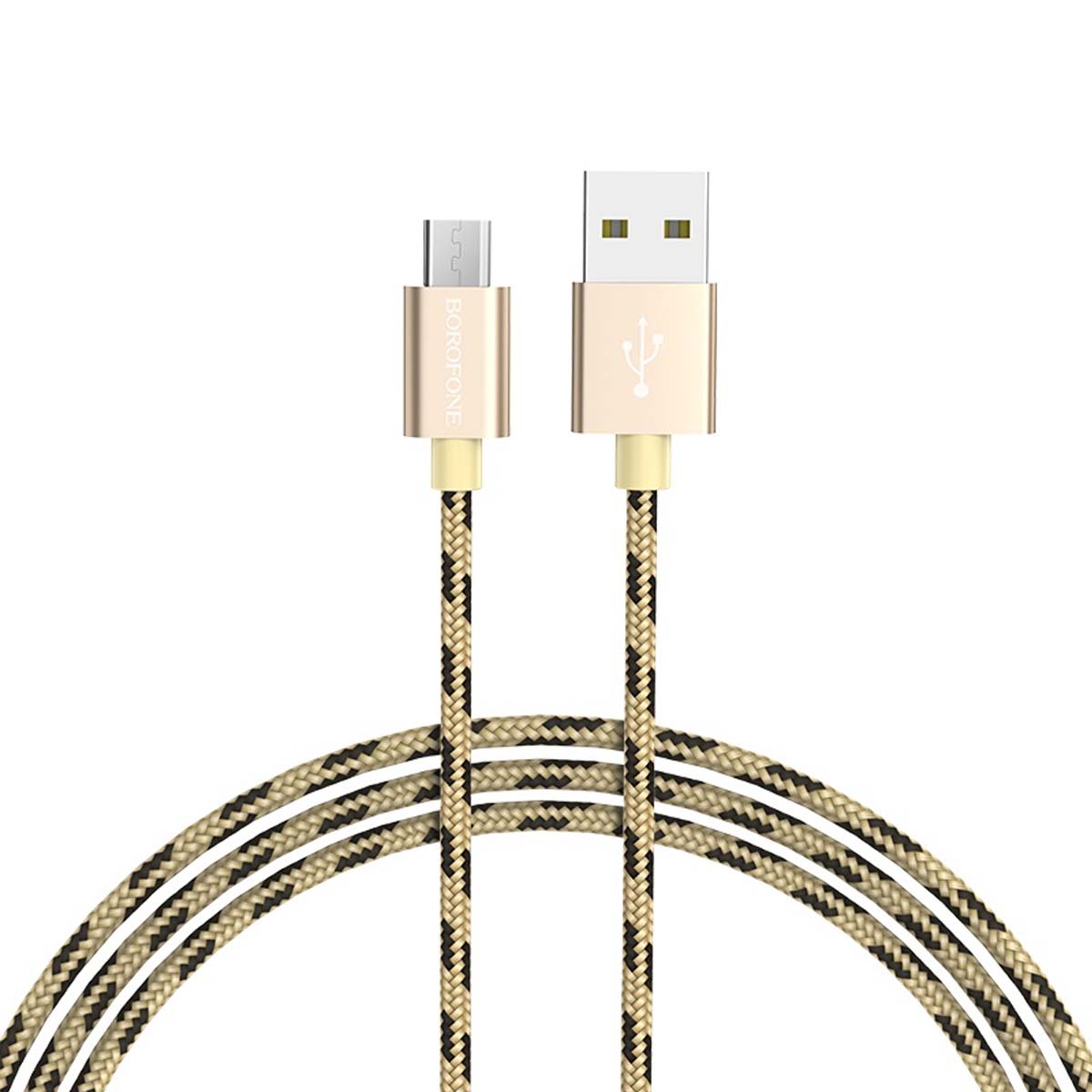 Кабель BOROFONE BX24 Ring current Micro USB, 2.4A, длина 1 метр, нейлоновая оплетка, цвет золотистый