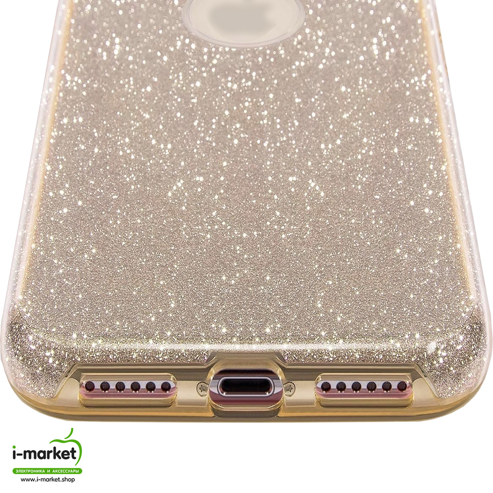 Чехол накладка Shine для APPLE iPhone XR, силикон, блестки, цвет золотистый