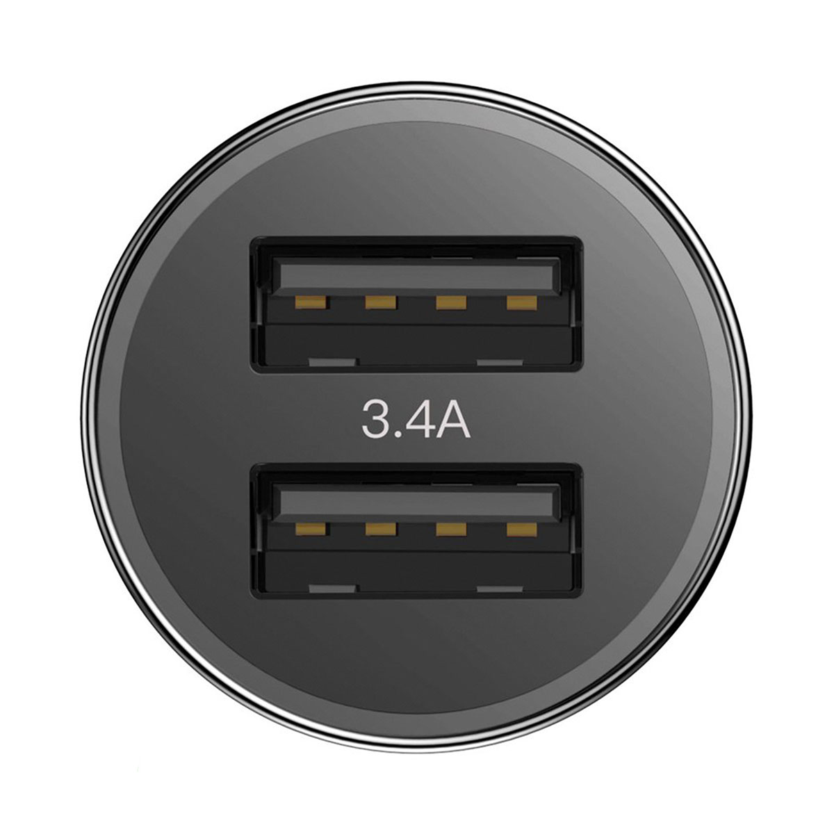 BASEUS TZXLD-A01 автомобильное зарядное устройство 3.4А, 2xUSB, с кабелем в комплекте APPLE Lightning 8-pin, цвет черный.