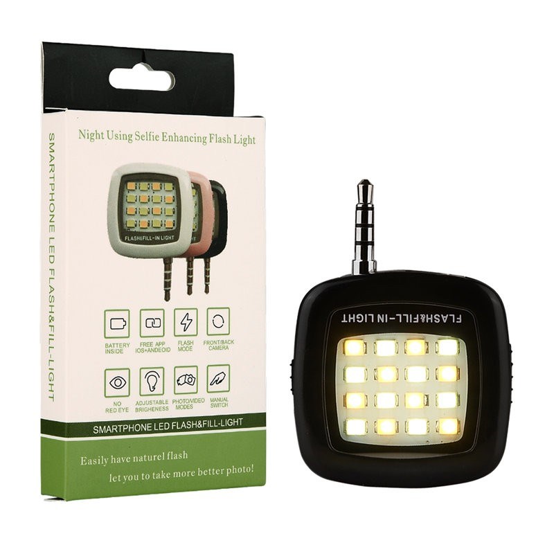 Подсветка для селфи LED, 3 режима, подключение AUX, питание зарядка через micro USB.