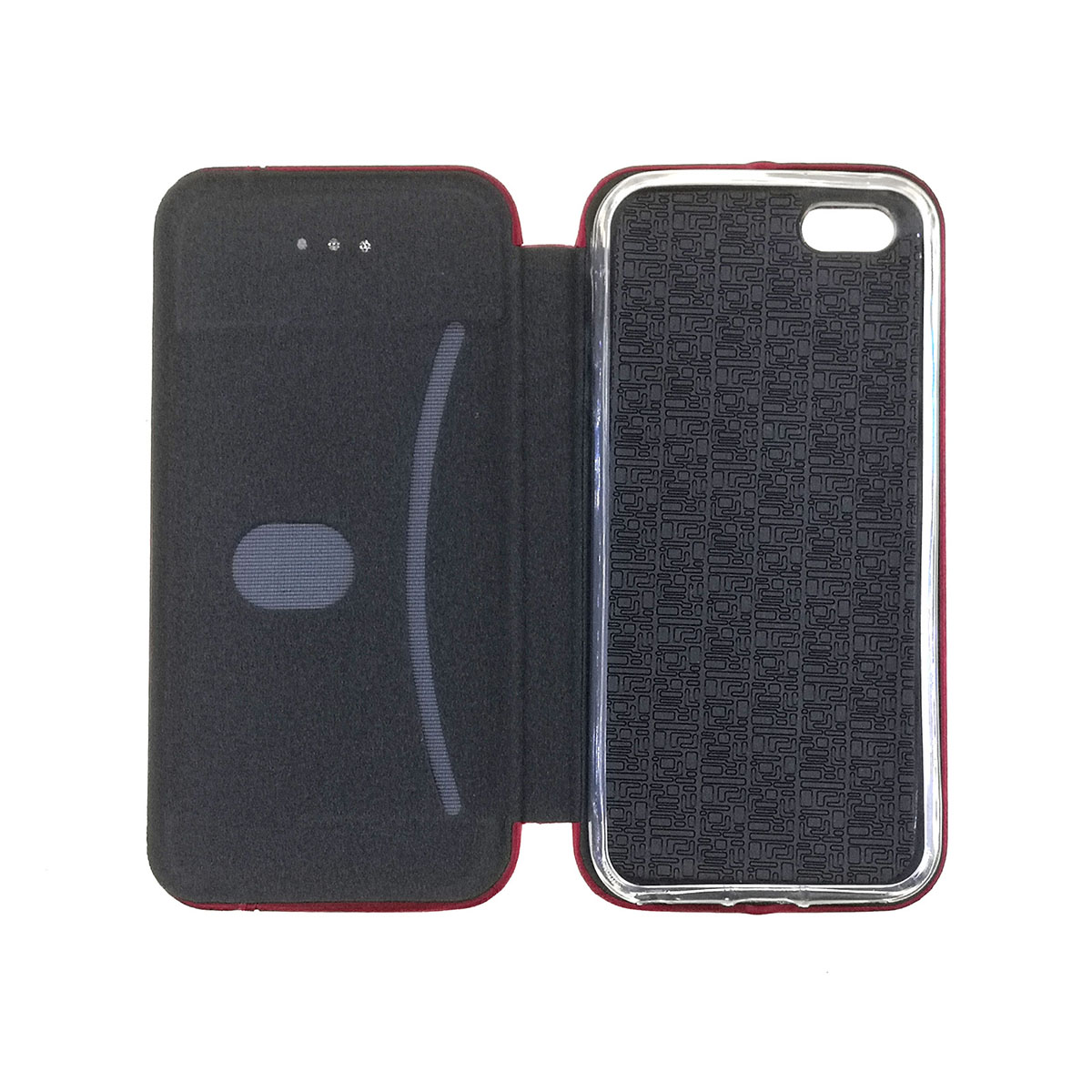 Чехол книжка VINTAGE LiNE для APPLE iPhone 5, 5G, 5S, SE, экокожа, цвет красный.