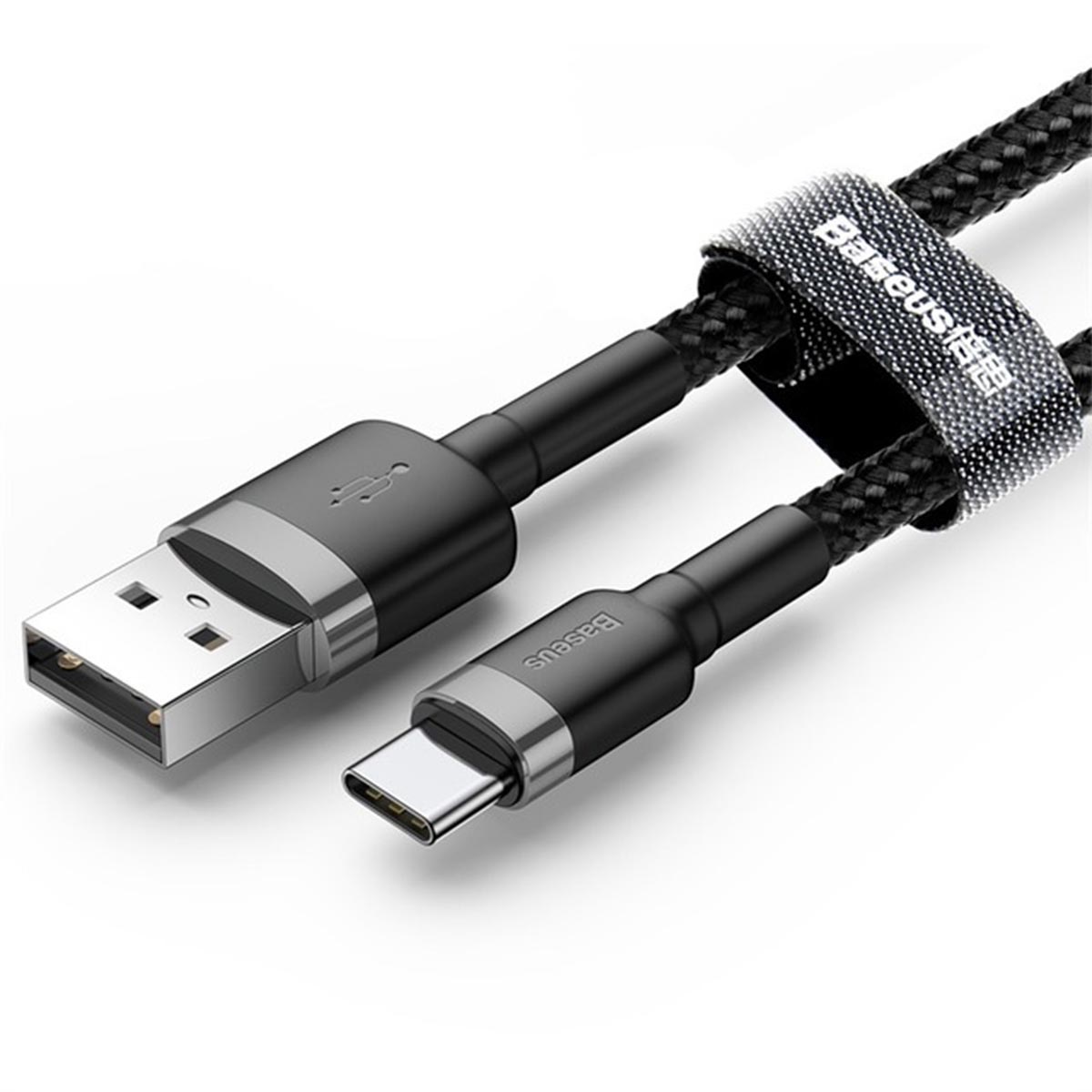 Кабель BASEUS CATKLF-BG1 Cafule Cable (CATKLF-BG1) USB Type C, 3А, длина 1 метр, нейлоновое армирование, цвет черный