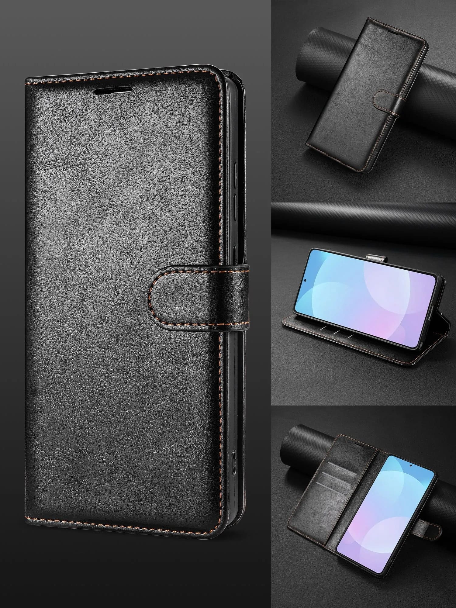 Чехол книжка YWKJ для SAMSUNG Galaxy A07, с хлястиком, цвет черный