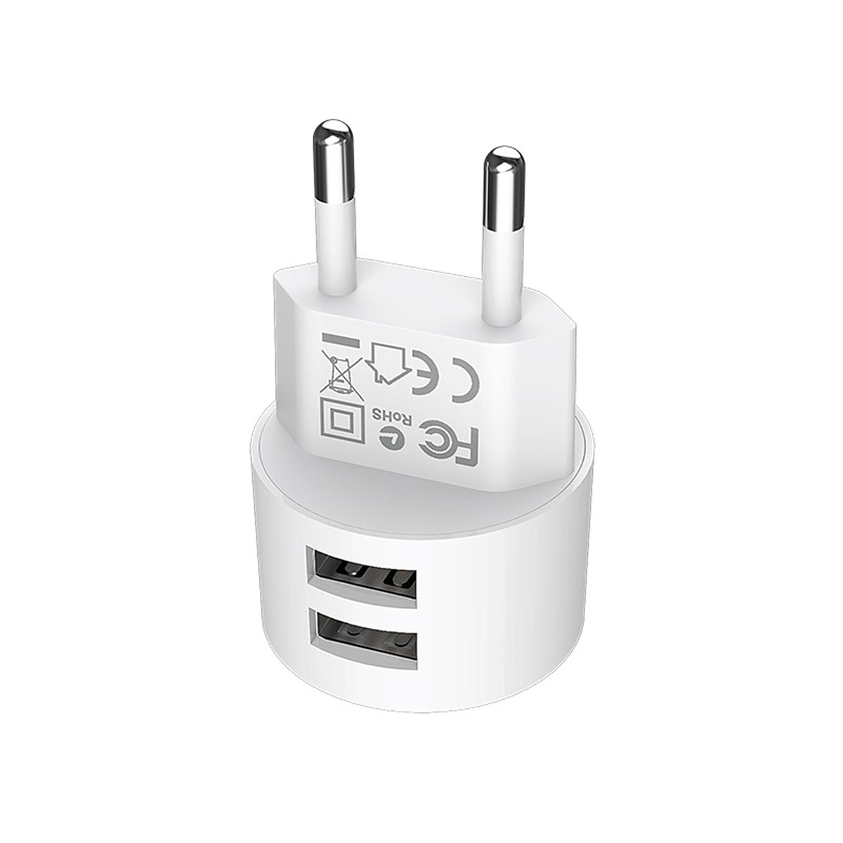 СЗУ (Сетевое зарядное устройство) BOROFONE BA23A Brilliant, 2.4A, 2 USB, цвет белый