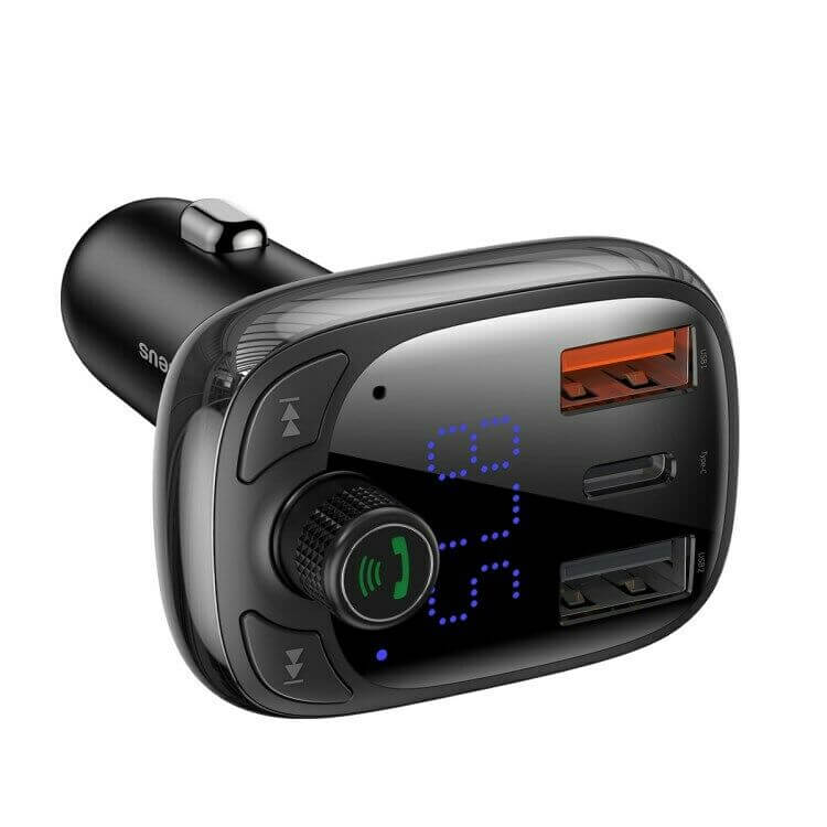 АЗУ (Автомобильное зарядное устройство) BASEUS CCTM-B01 с FM-трансмиттером, 2xUSB, Bluetooth, цвет черный