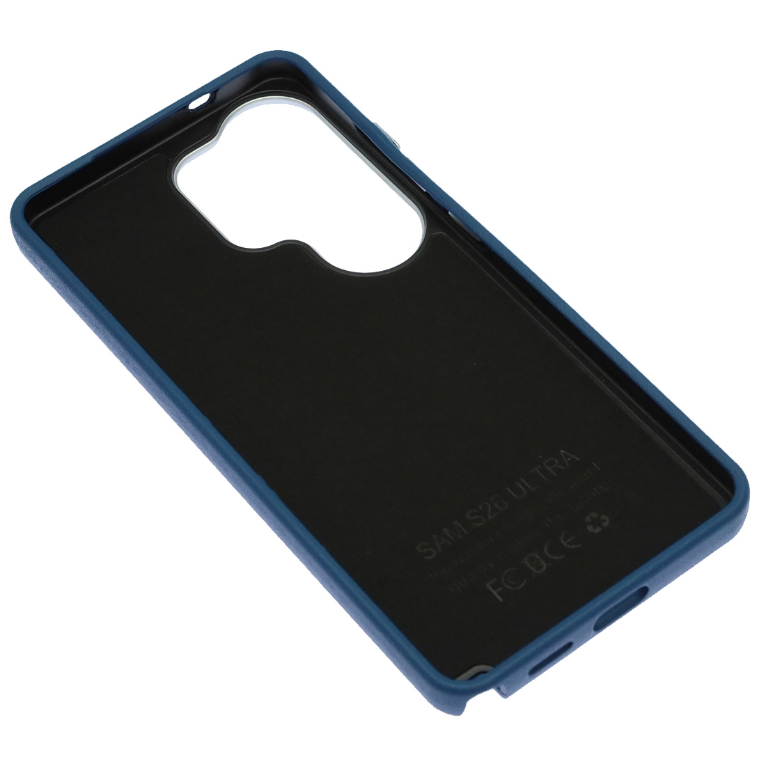 Чехол накладка VICTORIA для SAMSUNG Galaxy S26 Ultra, силикон, пластик, текстура кожи, бархат, цвет темно синий
