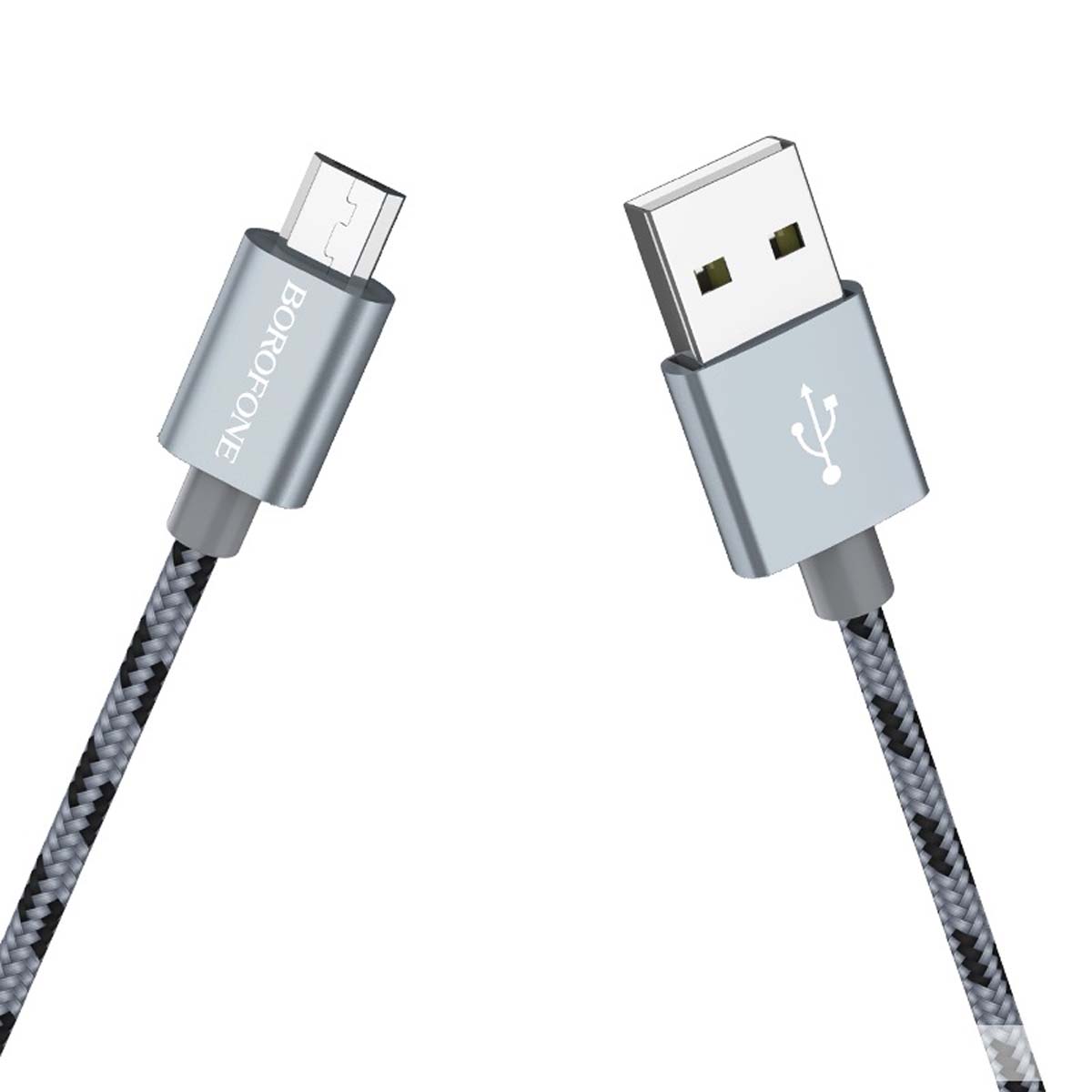 Кабель BOROFONE BX24 Ring current Micro USB, 2.4A, длина 1 метр, нейлоновая оплетка, цвет серый