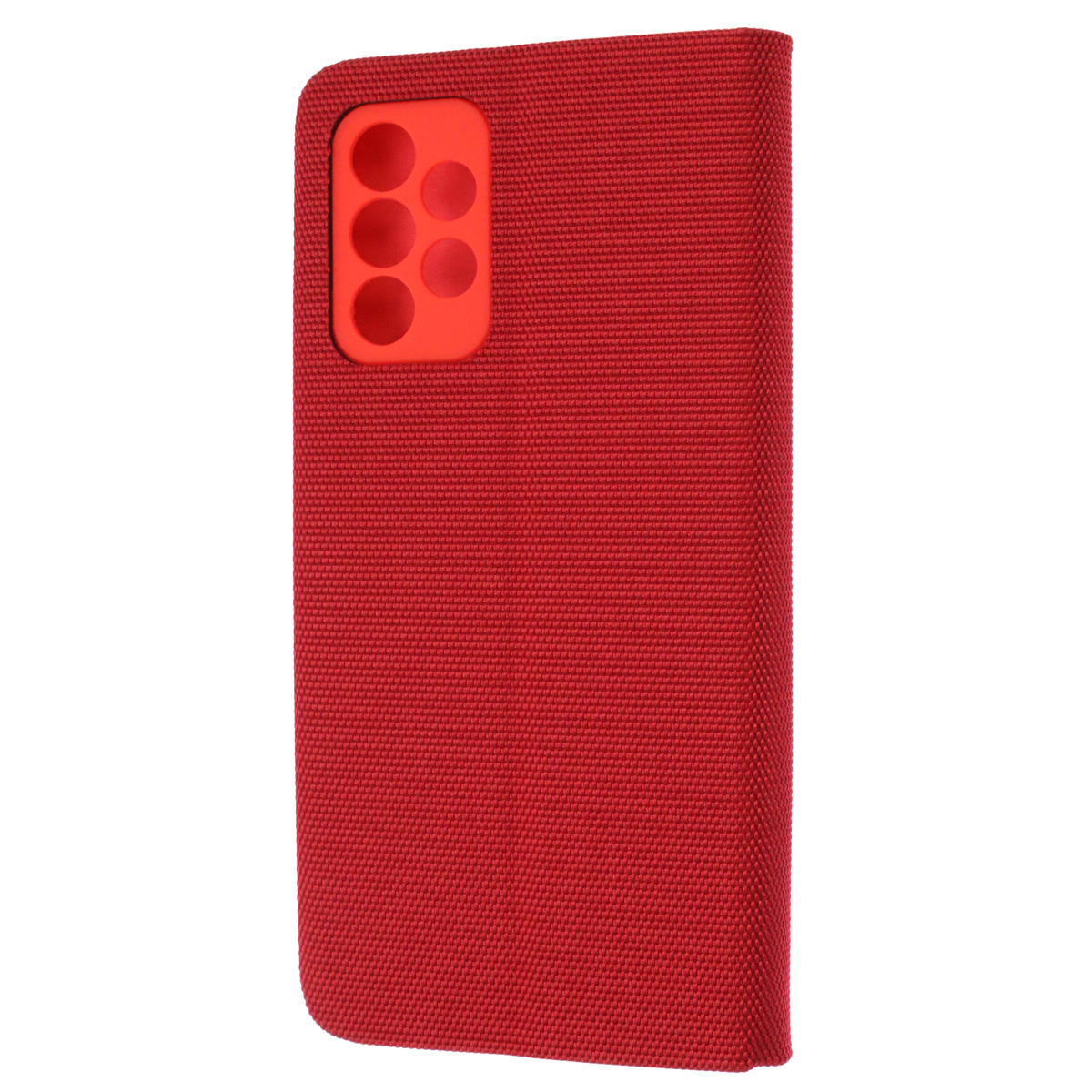 Чехол книжка MESH для SAMSUNG Galaxy A52 (SM-A525), текстиль, силикон, бархат, визитница, цвет красный