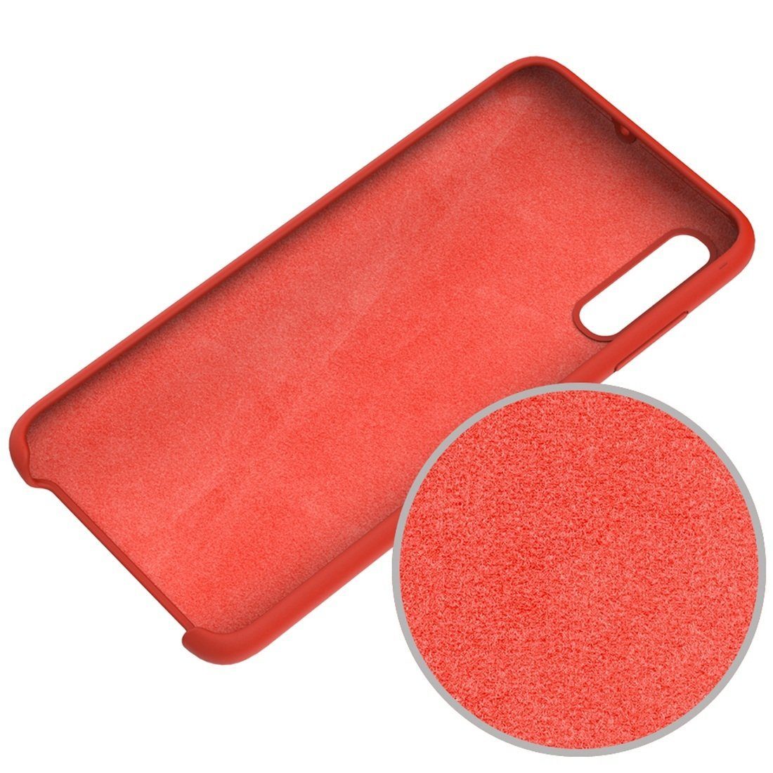 Чехол накладка Silicon Cover для SAMSUNG Galaxy A50 (SM-A505), A30s (SM-A307), A50s (SM-A507), силикон, бархат, цвет карминный красный.