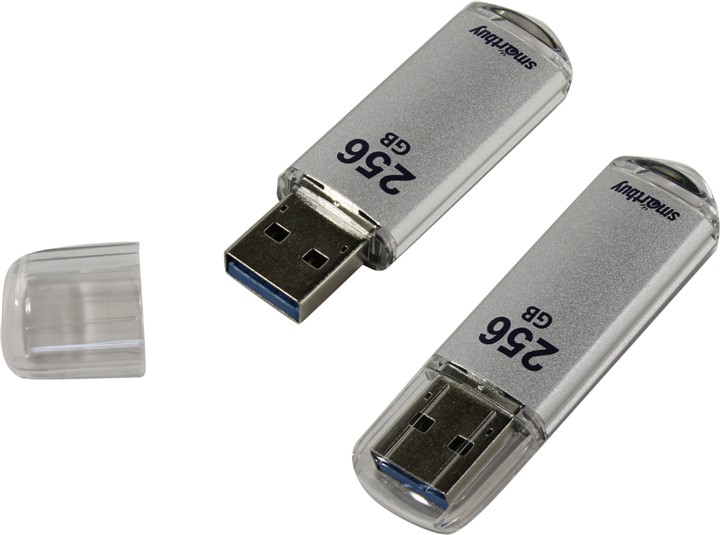 Флешка USB 3.0 256GB SMARTBUY V-Cut, цвет серебристый