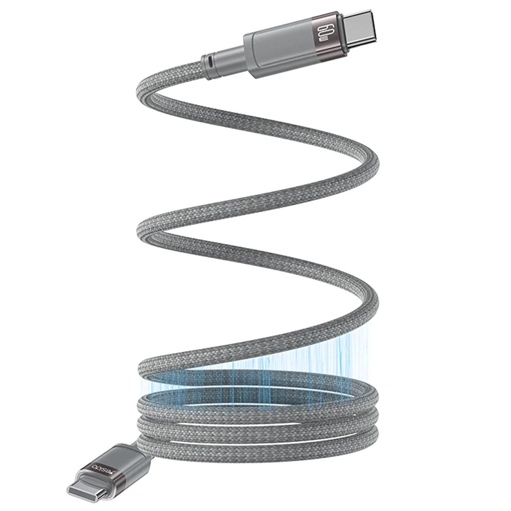 Кабель Yesido CA172C USB Type C на USB Type C, 60W, длина 1 метр, нейлон, цвет серый
