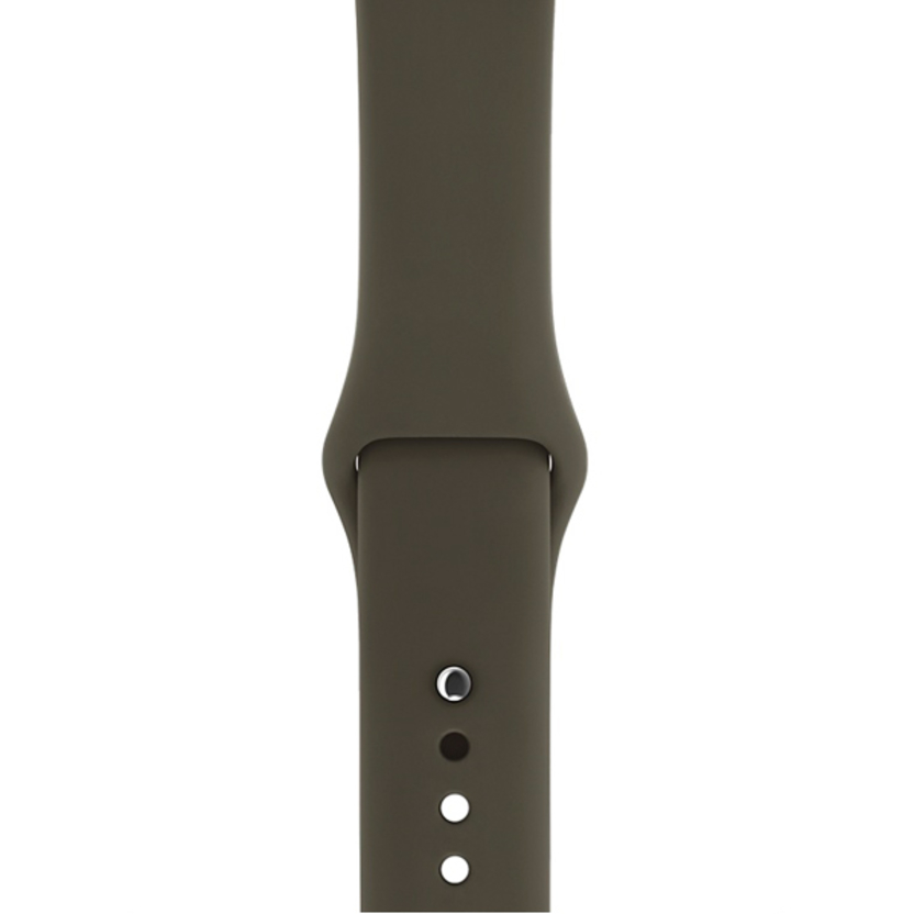 Ремешок для Apple Watch спортивный "Sport", размер 42-44 mm, цвет темно-оливковый.