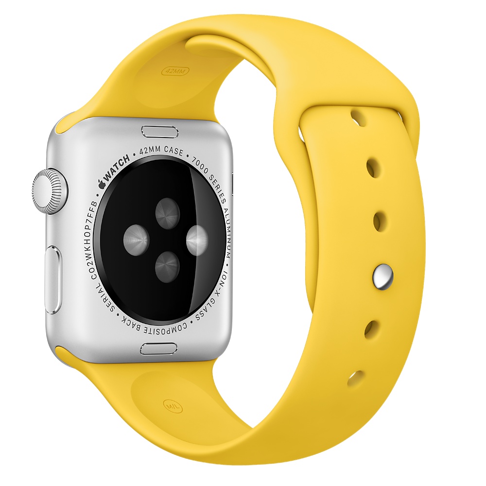 Ремешок для Apple Watch спортивный "Sport", размер 42-44 mm, цвет рапсово желтый.