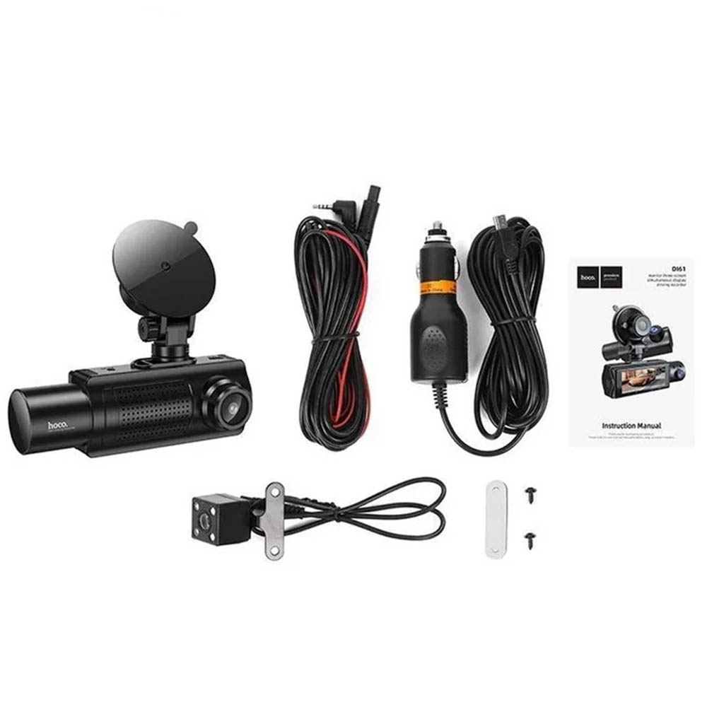 Автомобильный видеорегистратор HOCO DI61, 720P, 480P, WI-FI, две камеры, цвет черный