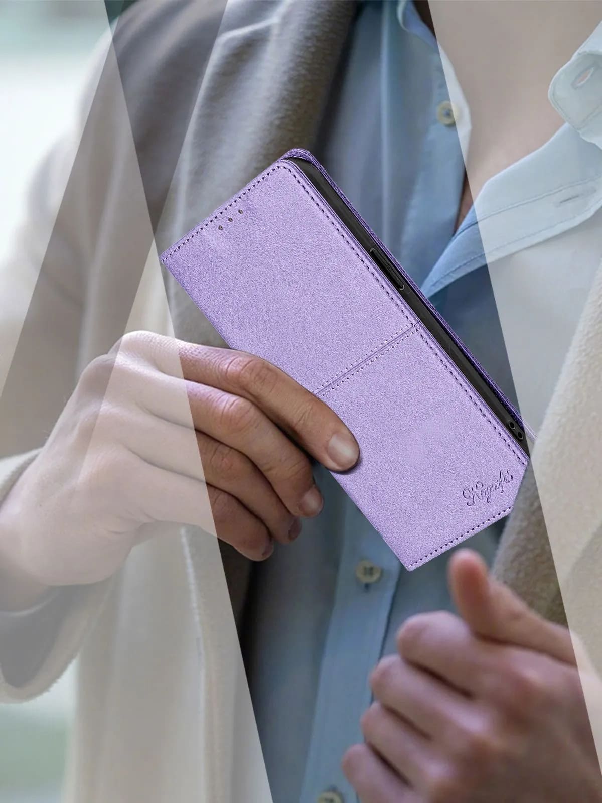 Чехол книжка для OPPO A3 4G, OPPO A3X 4G, экокожа, визитница, цвет сиреневый