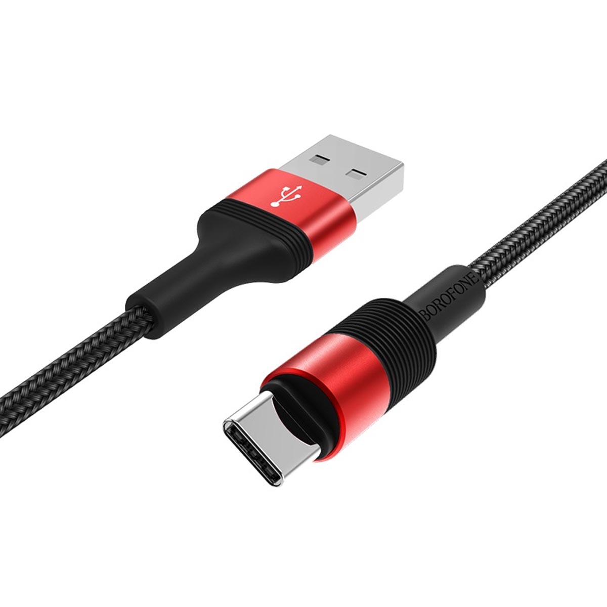 Кабель BOROFONE BX21 Outstanding USB Type C, 3A, длина 1 метр, нейлоновое армирование, цвет черно красный