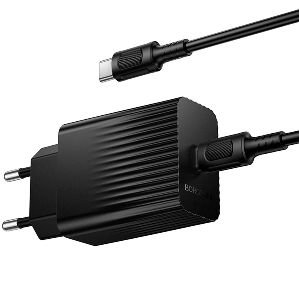 СЗУ (Сетевое зарядное устройство) BOROFONE BAS75A c кабелем USB Type C на USB Type C, 30W, длина 1 метр, цвет черный
