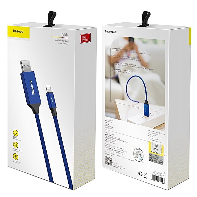 Кабель USB-Lightning Baseus Artistic Striped Cable CALYW-M03 5м цвет синий.