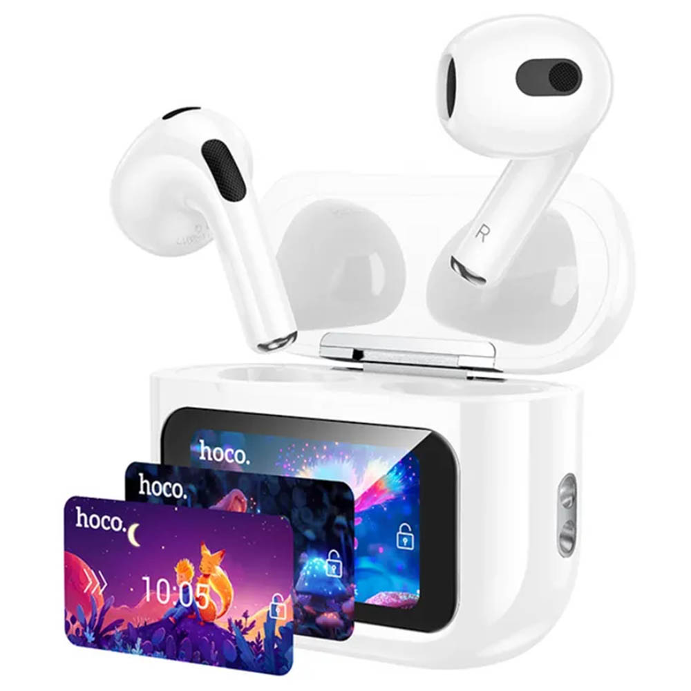 Гарнитура (наушники с микрофоном) беспроводная, HOCO EW81, сенсорный дисплей, цвет белый