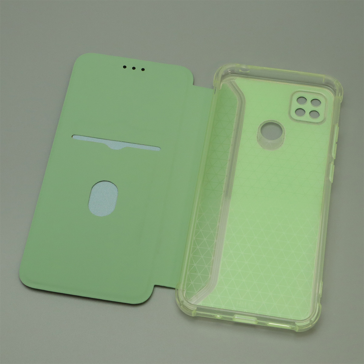 Чехол книжка для XIAOMI Redmi 9C, Redmi 10A, экокожа, визитница, цвет светло фисташковый