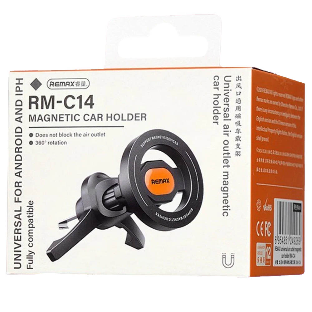 Автомобильный магнитный держатель REMAX RM-C14 с креплением под MagSafe для смартфона, в дефлектор, цвет черный