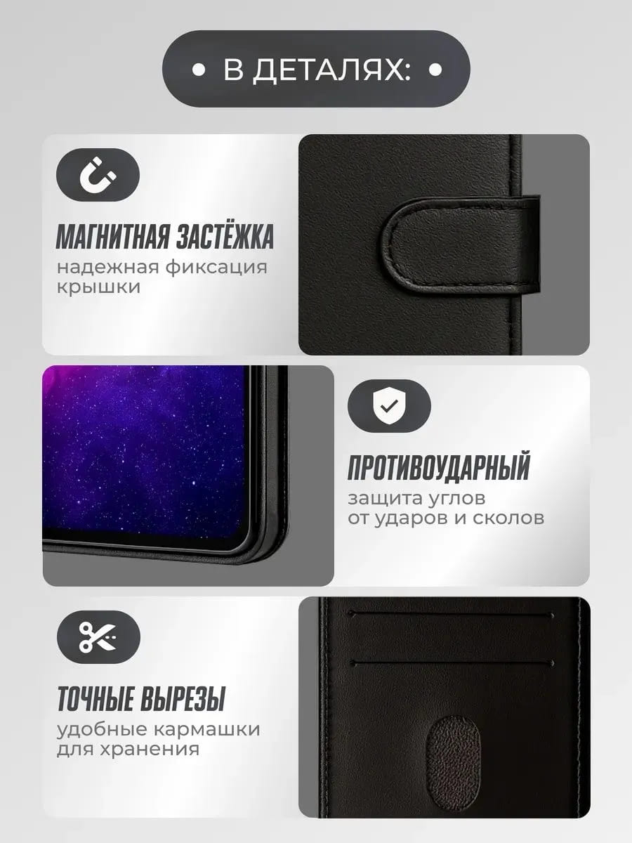 Чехол книжка CHL для Honor X6c, экокожа, визитница, цвет черный