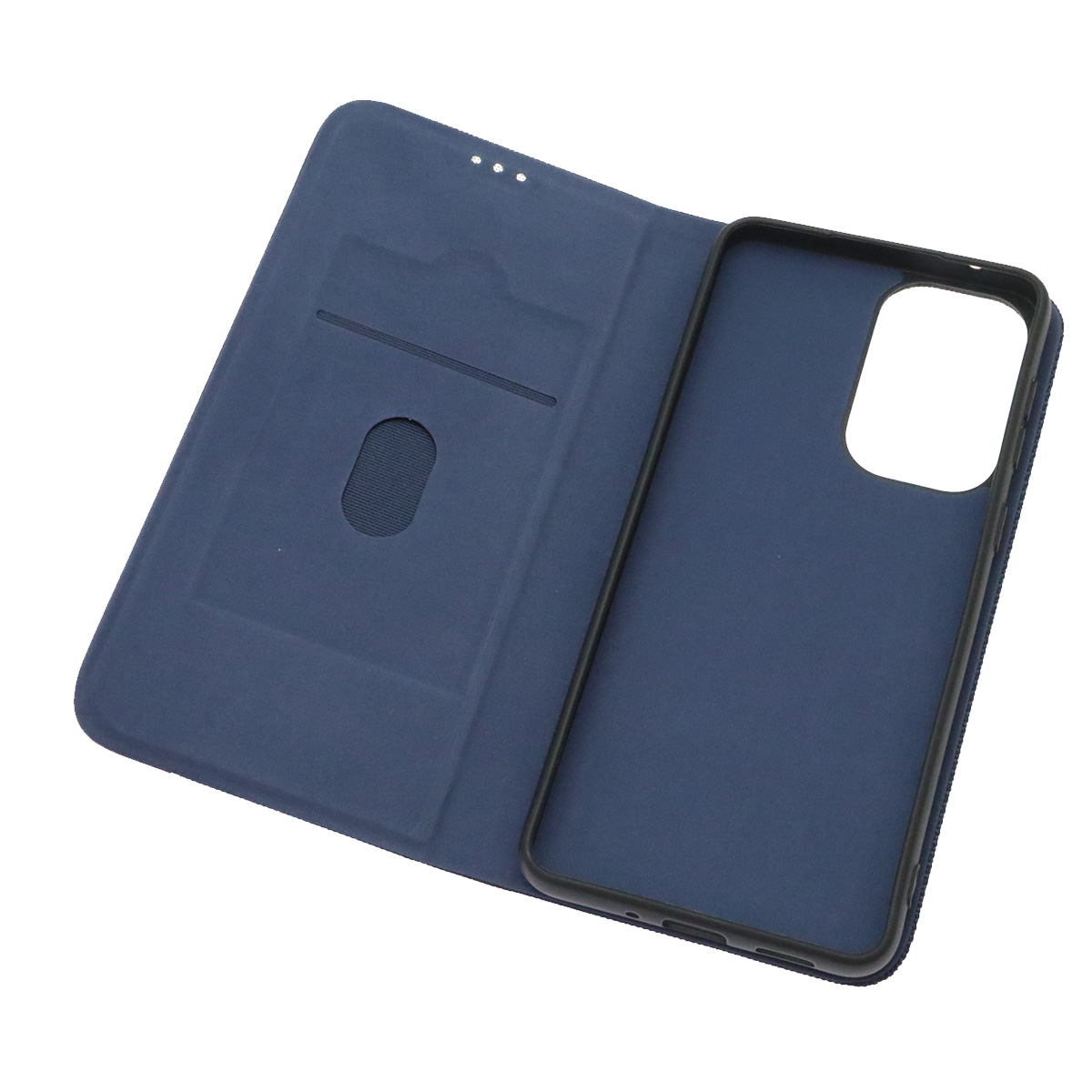 Чехол книжка MESH для SAMSUNG Galaxy A33 5G (SM-A336B), текстиль, силикон, бархат, визитница, цвет темно синий
