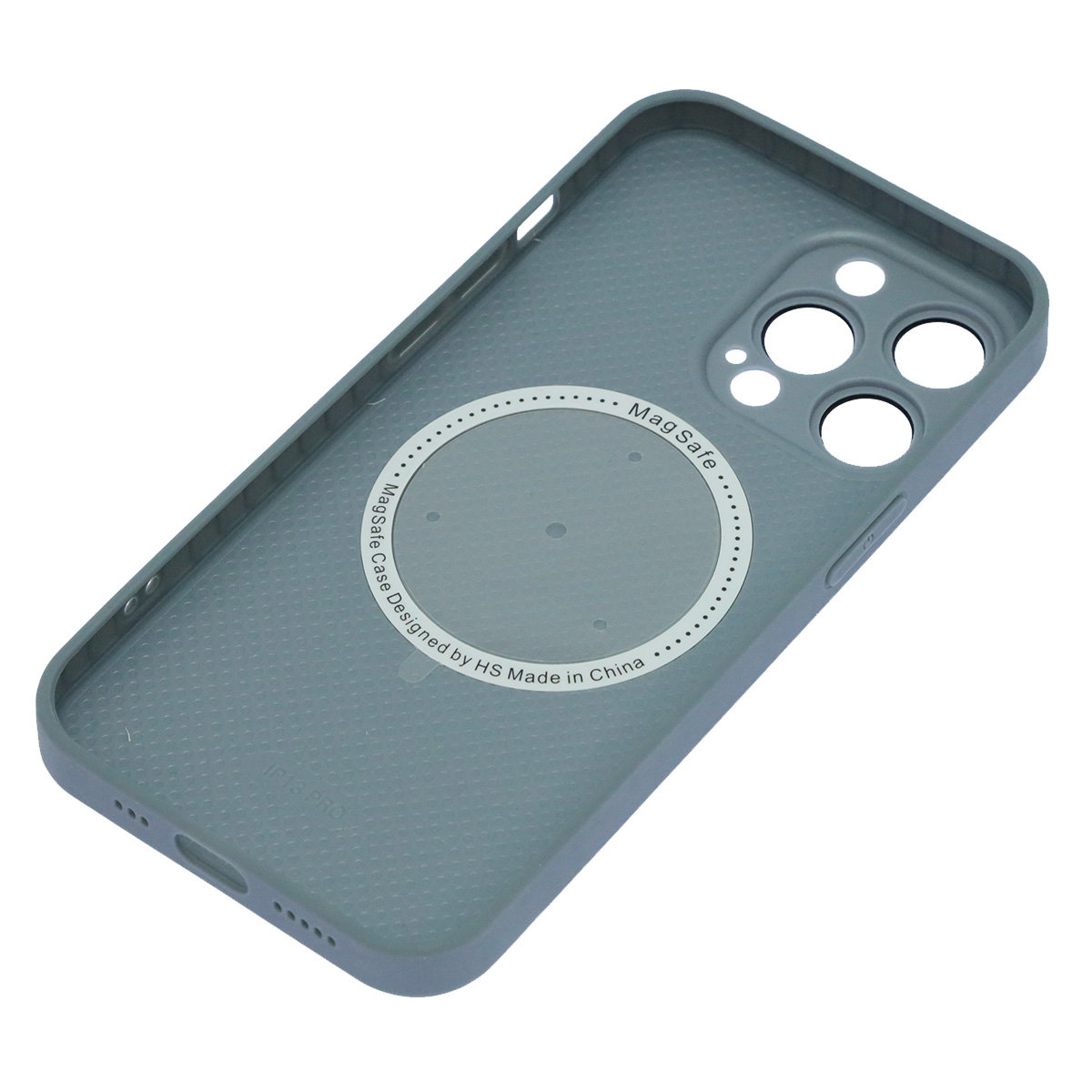 Чехол накладка AG Glass case с поддержкой MagSafe для APPLE iPhone 13 Pro, силикон, защита камеры, цвет серо голубой