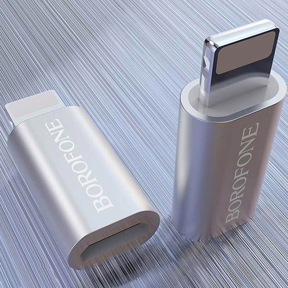 Адаптер Micro USB на APPLE Lightning 8-pin BOROFONE BV5, цвет серебристый