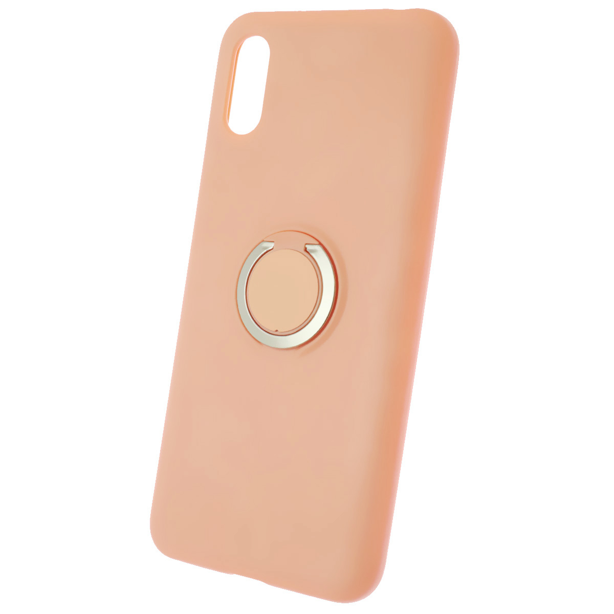 Чехол накладка RING для XIAOMI Redmi 9A, силикон, кольцо держатель, цвет розовый песок