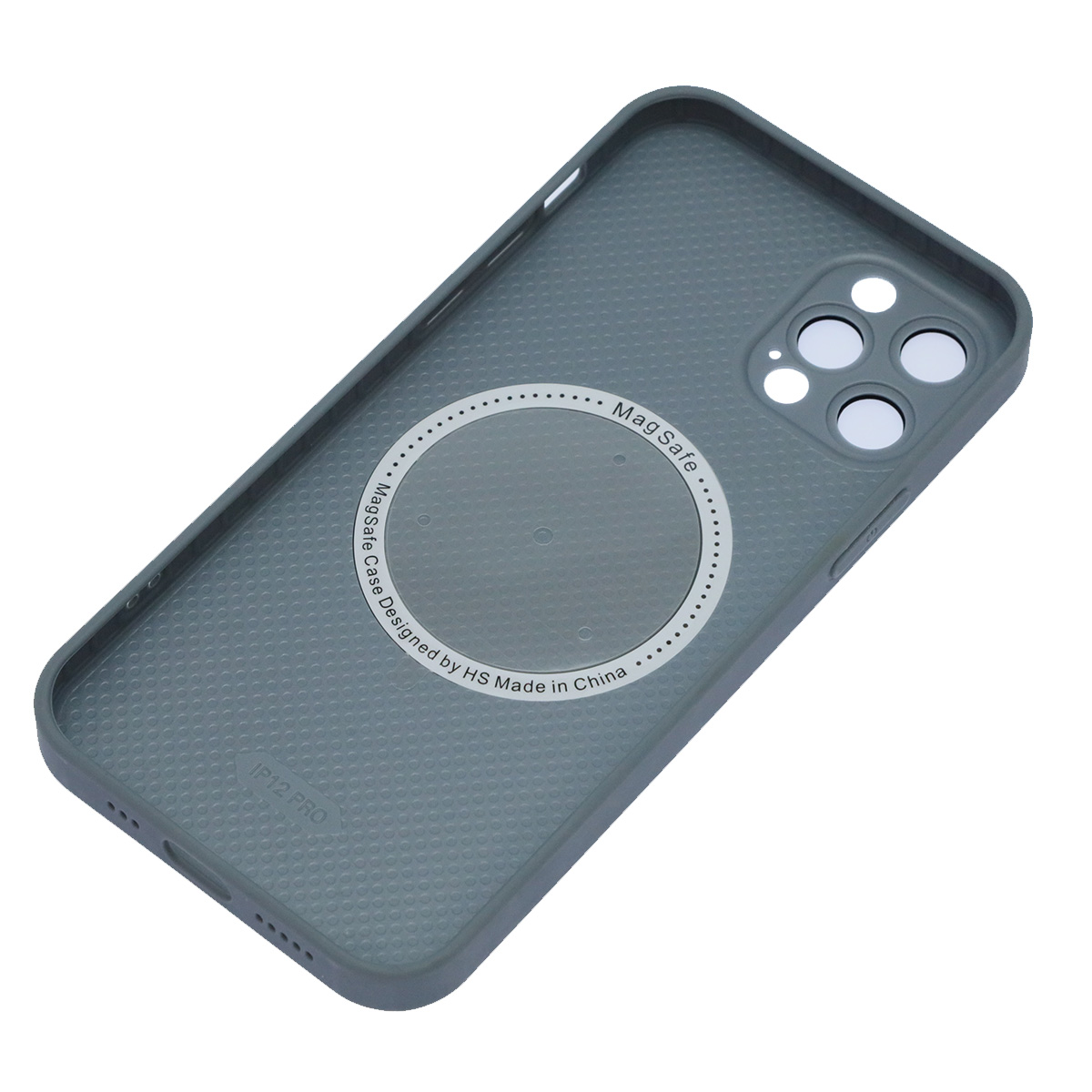 Чехол накладка AG Glass case с поддержкой MagSafe для APPLE iPhone 12 Pro, силикон, защита камеры, цвет серо голубой