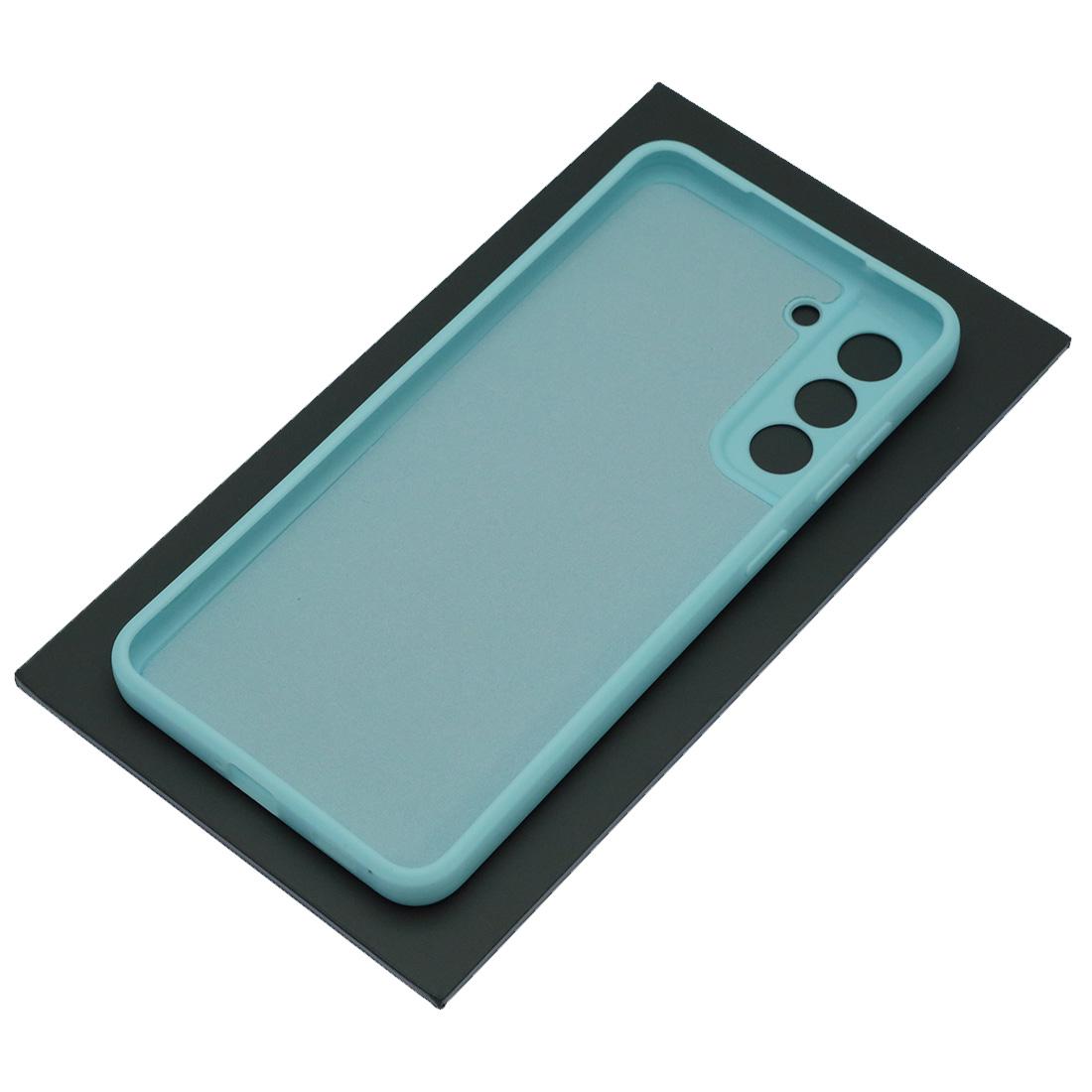 Чехол накладка для SAMSUNG Galaxy S21 FE, силикон, бархат, цвет светло голубой