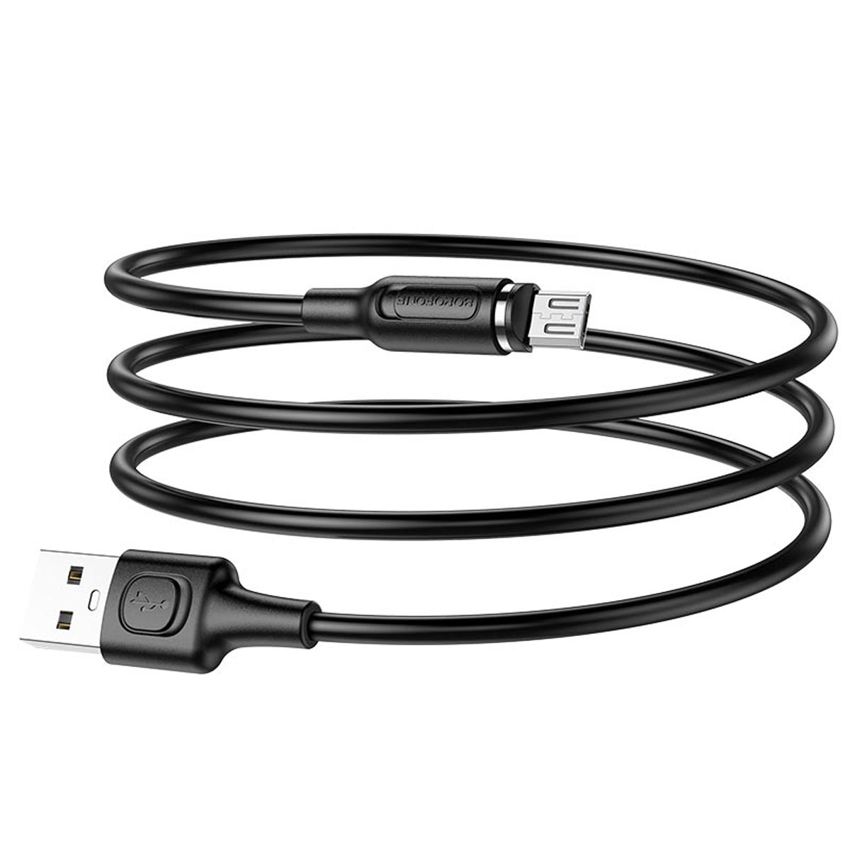 Магнитный зарядный кабель BOROFONE BX41 Amiable Micro USB, 2.4А, длина 1 метр, силикон, цвет черный