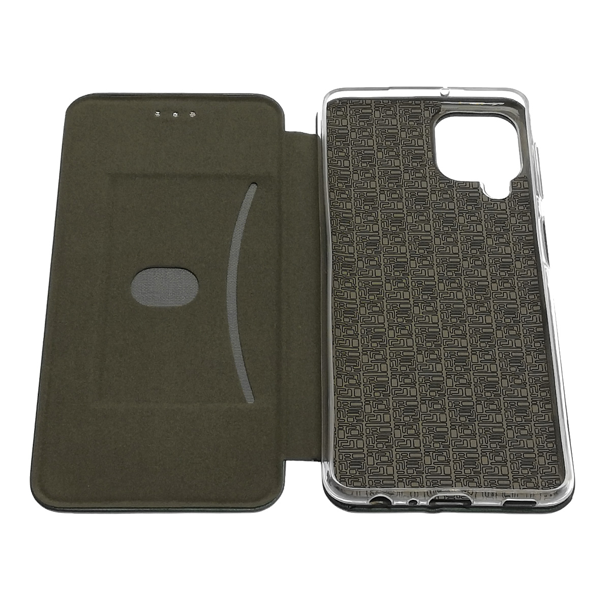 Чехол книжка STYLISH для SAMSUNG Galaxy A22 4G (SM-A225F), M22 (SM-M225F), M32 (SM-M325F), экокожа, визитница, цвет темно зеленый