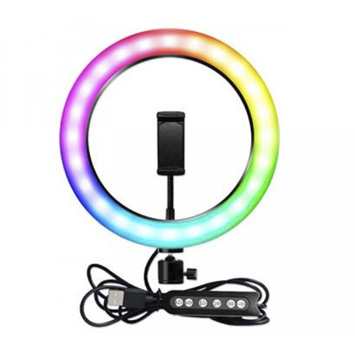 Кольцевая светодиодная RGB лампа без штатива MJ26, 26 см, 25 Вт, 15 цветовых схем, 10 ступеней яркости