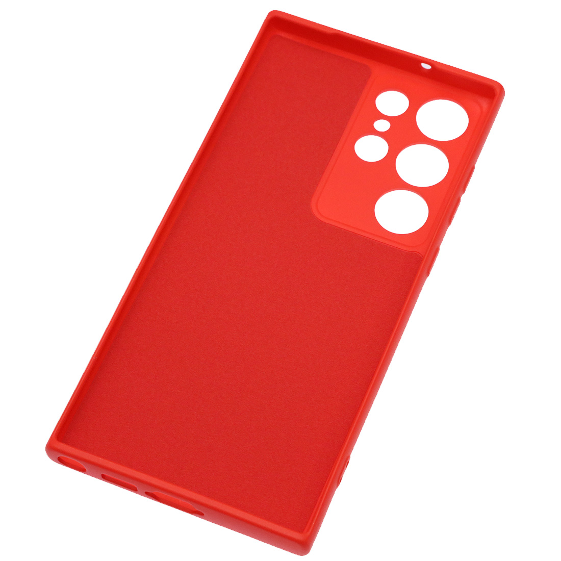 Чехол накладка Silicon Cover для SAMSUNG Galaxy S23 Ultra, защита камеры, силикон, бархат, цвет красный