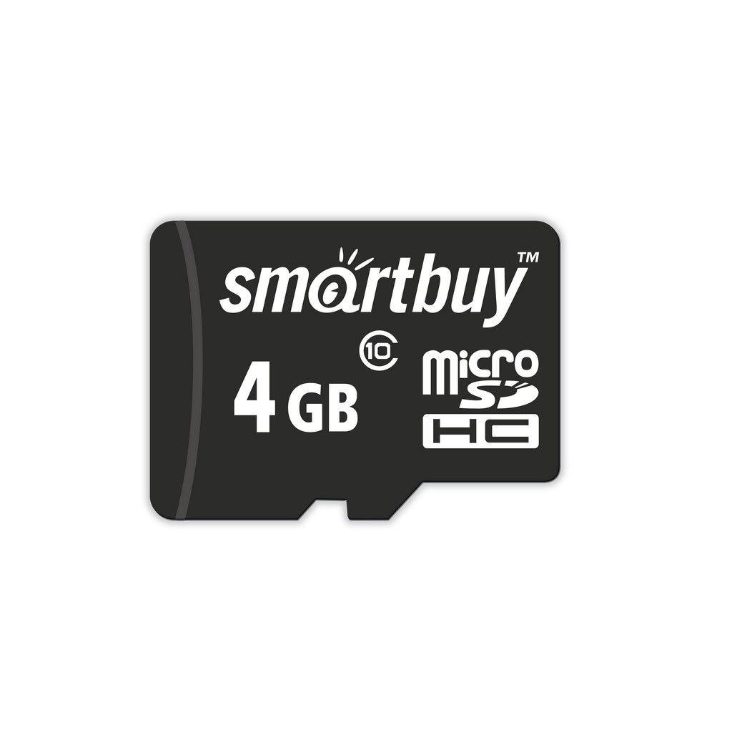 Карта памяти MicroSDHC 4GB SMARTBUY Class 10, SD адаптер, цвет черный
