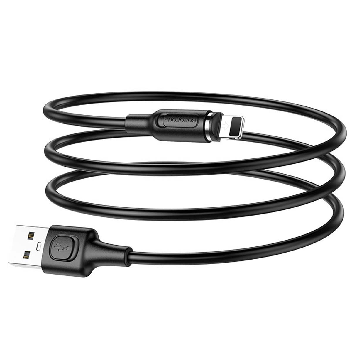 Магнитный зарядный кабель BOROFONE BX41 Amiable Lightning 8 pin, 2.4A, длина кабеля 1 метр, цвет черный
