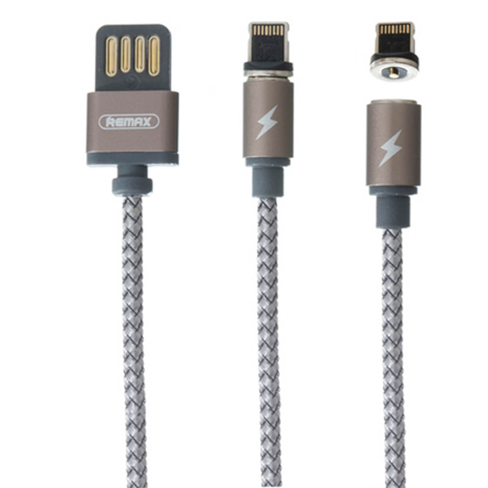 USB магнитный кабель REMAX Gravity Series Cable RC-095i Apple 8 pin, оплетка, цвет серебристый | Последняя цена
