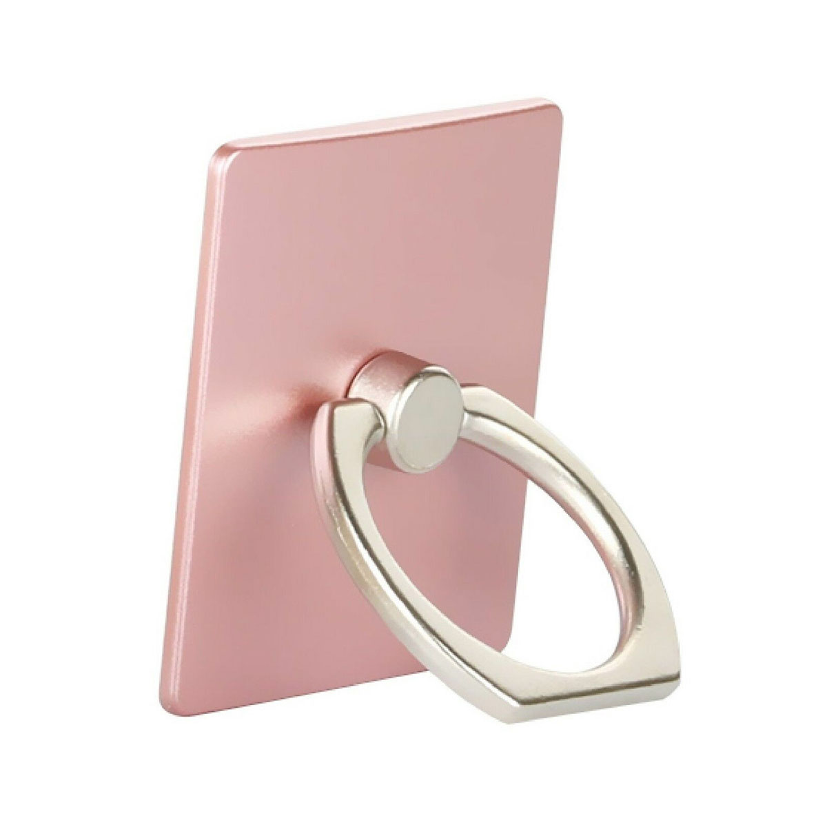 Кольцо держатель, подставка для смартфона, металл, основа прямоугольник, цвет розовое золото.