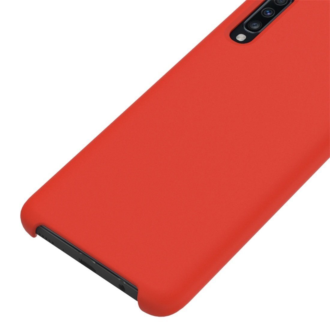 Чехол накладка Silicon Cover для SAMSUNG Galaxy A50 (SM-A505), A30s (SM-A307), A50s (SM-A507), силикон, бархат, цвет карминный красный.