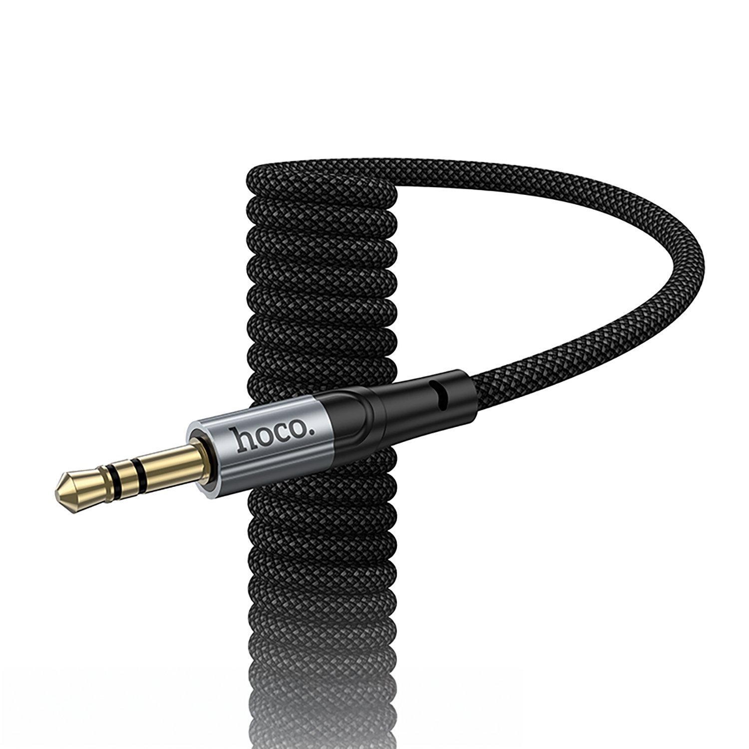 Аудио кабель, переходник HOCO UPA33A AUX (Jack 3.5 мм) на Lightning 8-pin, растягивается до 1.5 метра, цвет черный