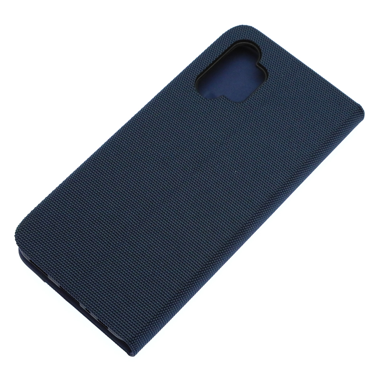 Чехол книжка MESH для SAMSUNG Galaxy A13 4G, текстиль, силикон, бархат, визитница, цвет темно синий