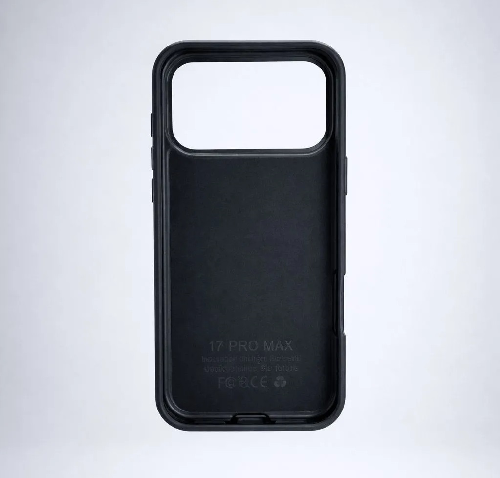 Чехол накладка для APPLE iPhone 17 Pro Max, ударопрочный, силикон, пластик, эффект кожи, цвет черный