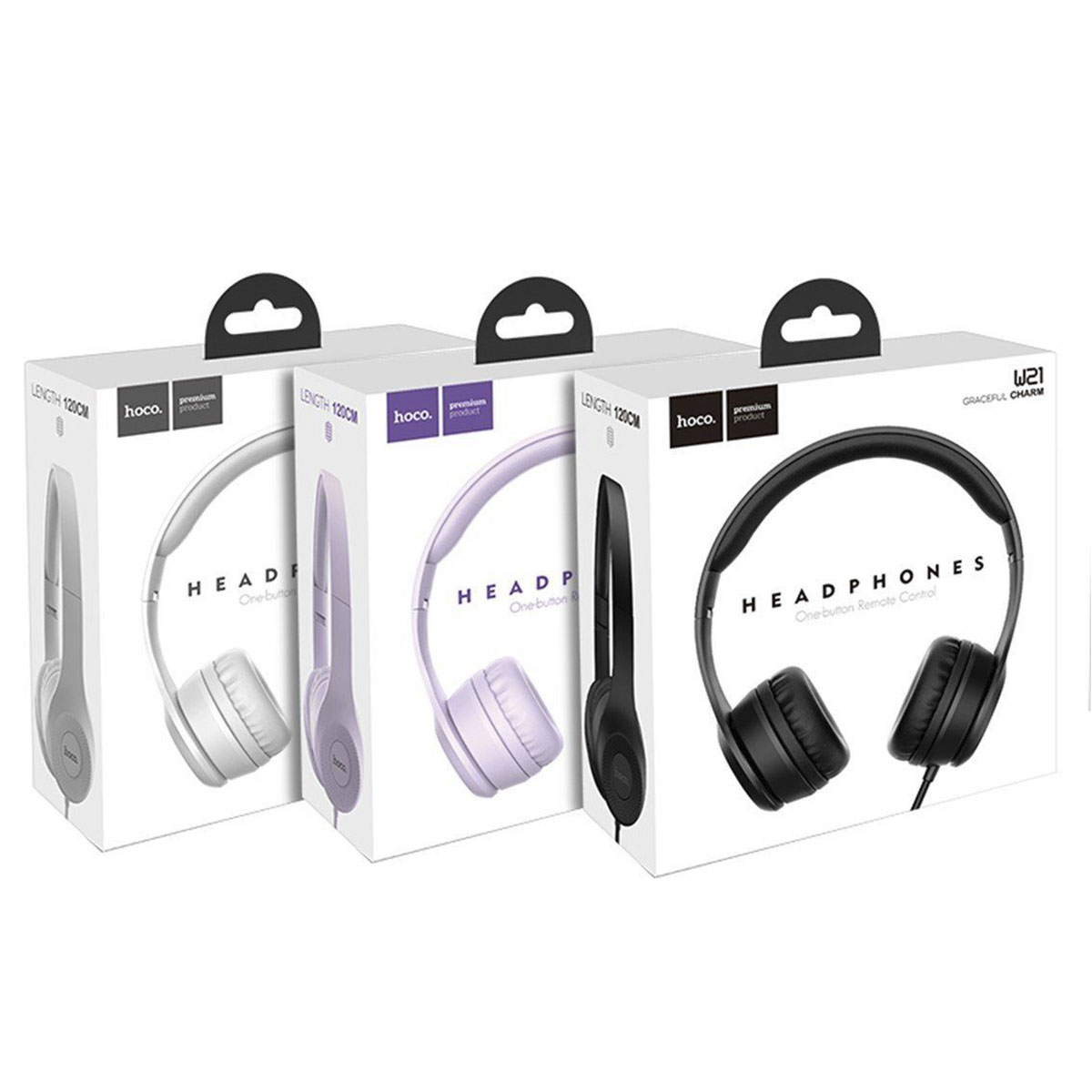 Гарнитура (наушники с микрофоном) проводная, полноразмерная, HOCO W21 Graceful Charm Wire Control Headphones, цвет серый