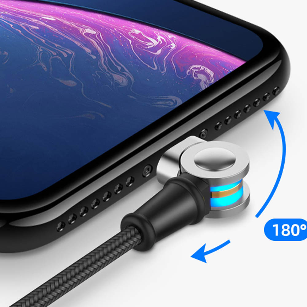 Кабель с магнитной насадкой 180° для устройств с разъемом Micro USB, 5V-2.1A, длина 1 метр, цвет черный | Последняя цена